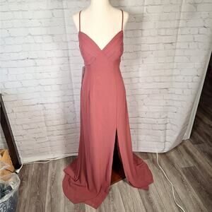 NWT $99 Azazie Hailey Dress, Size 4, Desert Rose Pink, Floor Length Sleeveless